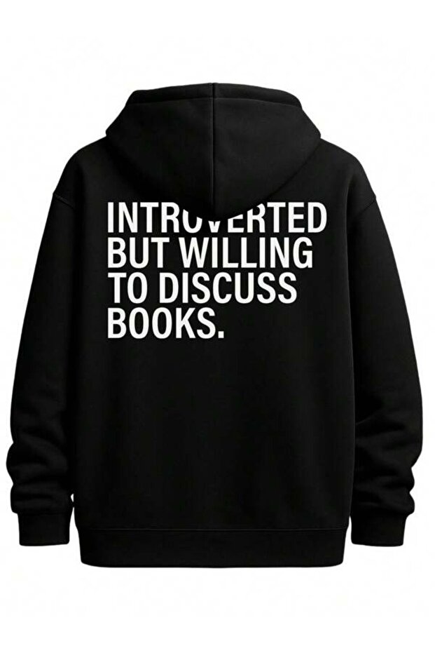 Introverted Discuss Books Printed Unisex Oversized Hoodie