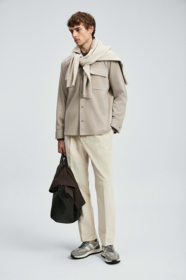 112010670 Ador Erkek Basic Gömlek Regular Fit Erkek Gömlek BEJ - 5