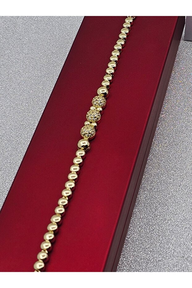 Xuping Middle Zircon Stone Detailed Beaded Model Steel Bracelet
