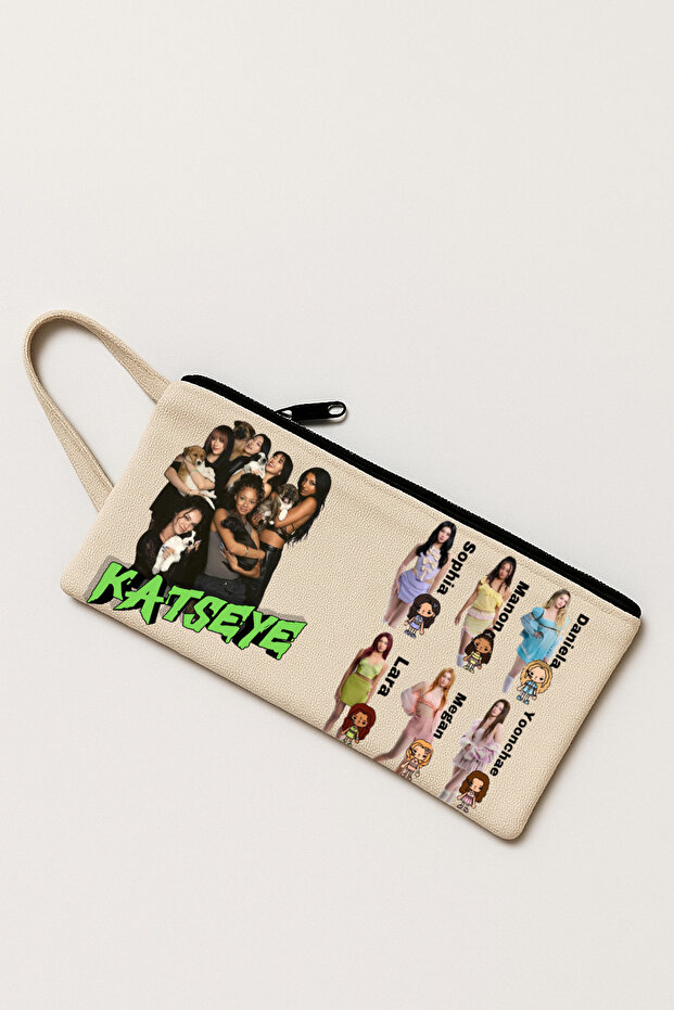 Katseye Group Designed Premium Printed 100% Cotton Pen Holder, Handbag, Makeup Bag