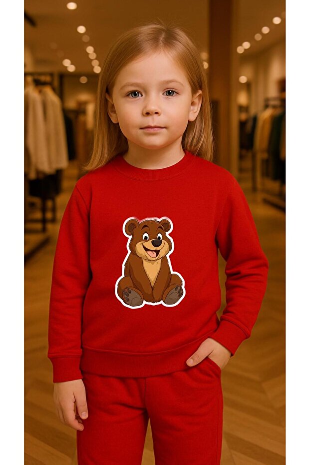 Children's Suit Sweatshirt Circular Bear Ba Printed Iz Boys' Crew Neck3 4-5-6-7-8-9-10-11-12Years