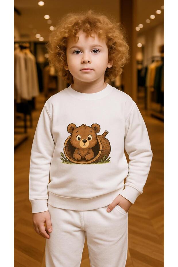Children's Team Sweatshirt Bush Bear Printed Girls Boys Crew Neck3 4-5-6-7-8-9-10-11-12Years