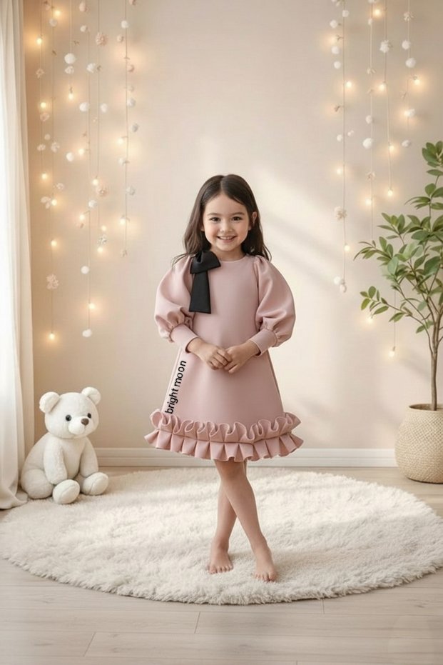 Girl's Skirt Ruffled Dress Balloon Sleeves