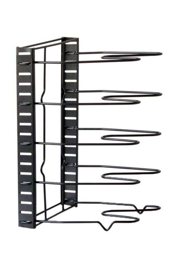 5-Tier Pot Rack Organizer Storage - Black 38 x 21 x 4 cm