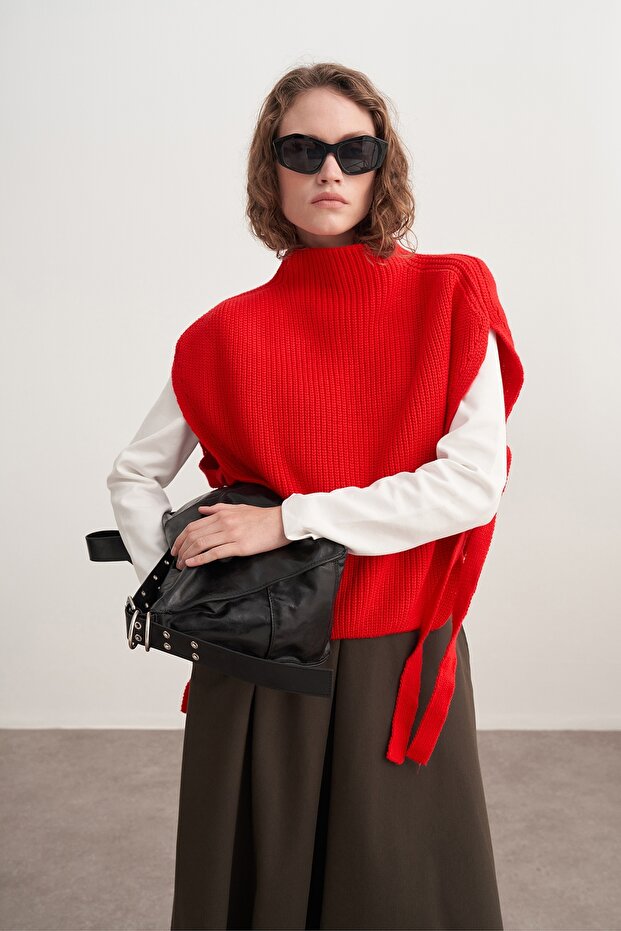 Women's Tie-Dye Detailed Knit Sweater Red