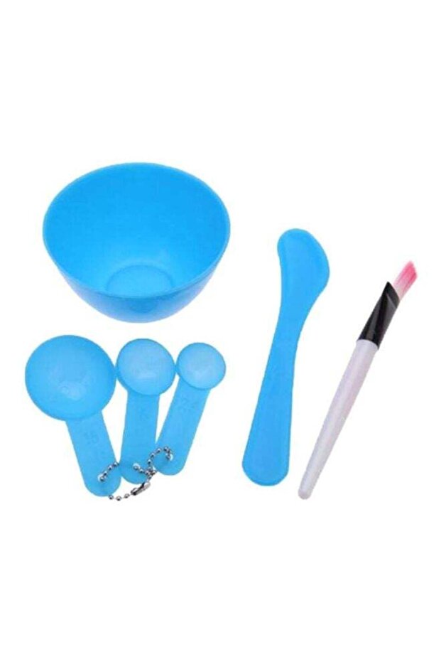 1Set 4-In-1 DIY Homemade Face Mask Bowl with Brush, Stick & Gauge - Blue