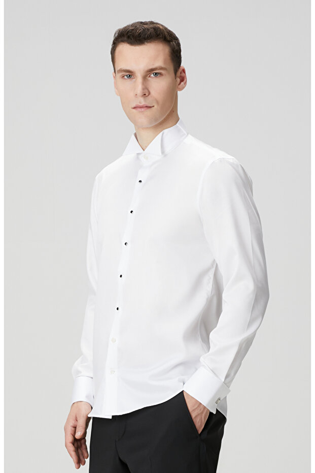 Non-Iron Beyaz Smokin Gömlek - 4