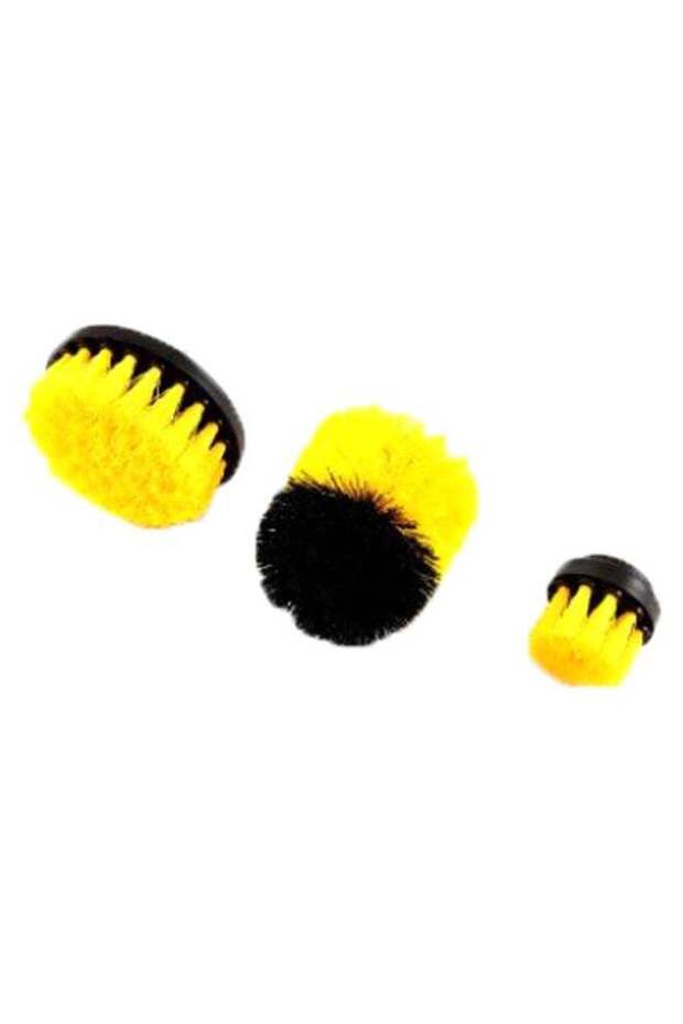 3-Piece Car Cleaning Brush Set Yellow/Black