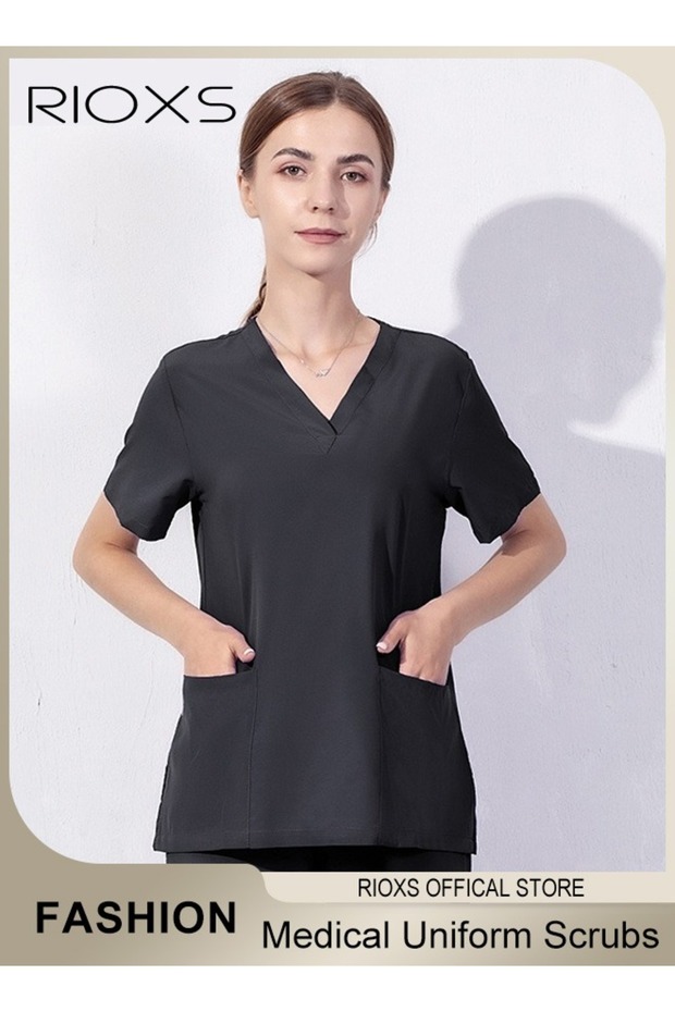 Unisex Medical Uniform Scrubs, Medical Scrubs Set with Pockets for Men and Women, Pullover V-Neck Sh