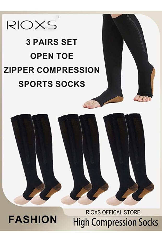 3 Pairs High Compression Socks for Mens and Womens Support Circulation Recovery Athletic Fit Running