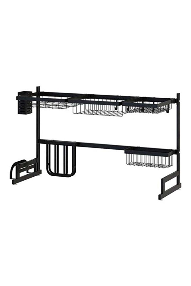 Stainless Steel Dish Rack Dryer Holder With Draining Board Black 69x16x34cm
