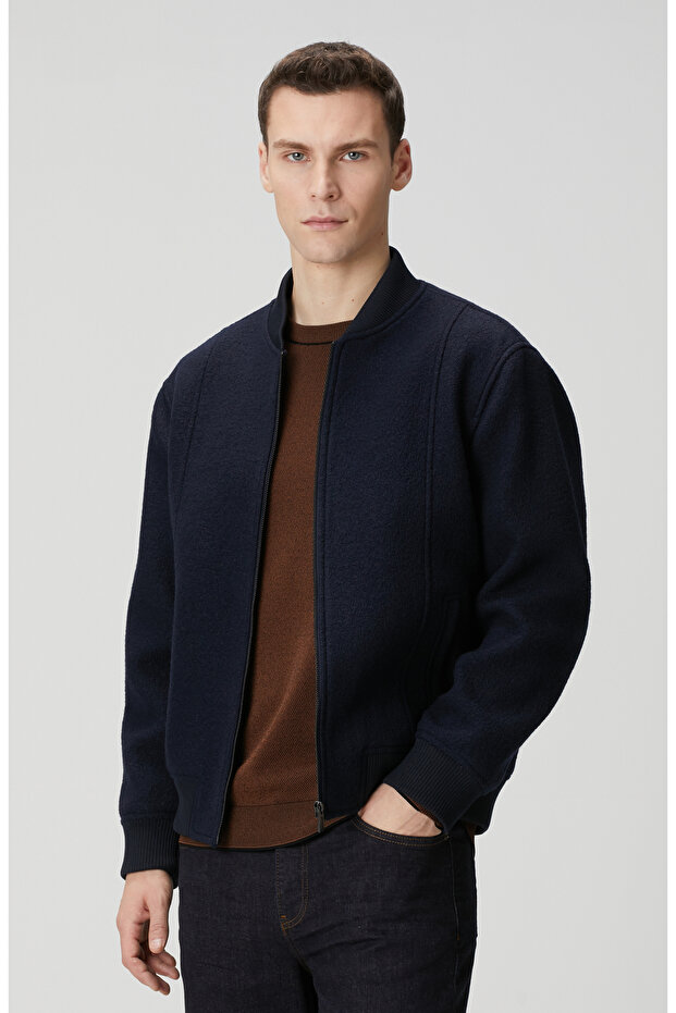 Lacivert Yün Mont - 1