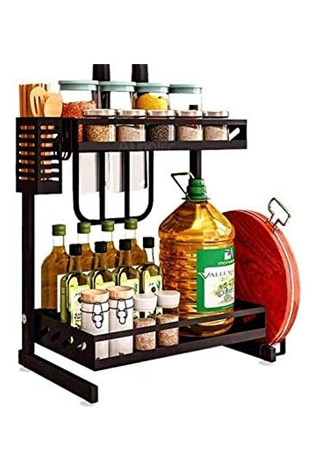 Multi-Functional 2-Tier Kitchen Storage Rack/Organizer (Black)