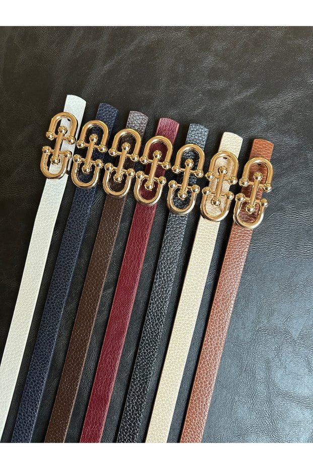 7-Piece Loose Patterned Women's Gold Buckle Belt Jacket Belt Dress Belt Trouser Belt