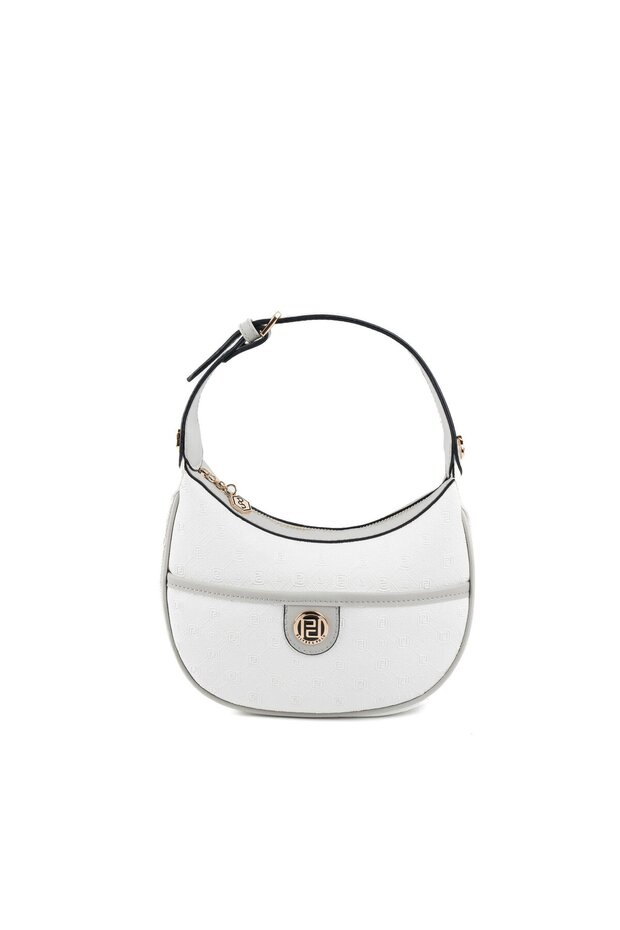 White - Women's Shoulder Bag with Gray Logo Sp1194