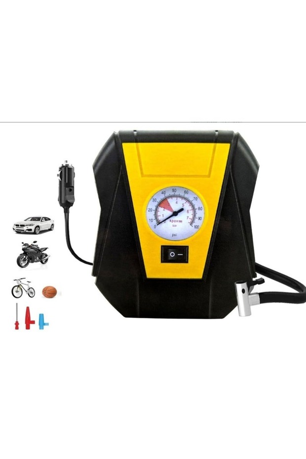 Portable Air Pump Compressor, DC 12V, 100 PSI Max Pressure, Car, bicycle, Motorbike