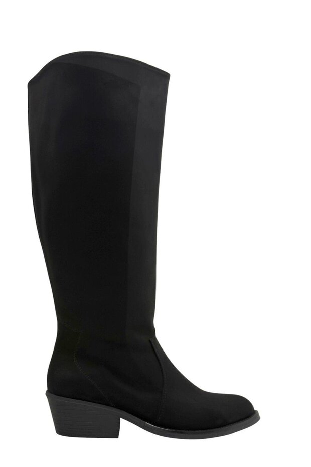 Black Suede Short Heeled Women's Boots