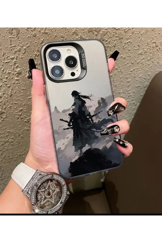 iPhone 14 Pro Max Compatible Samurai Themed Luxury Anti-Fingerprint Phone Case Mk01A
