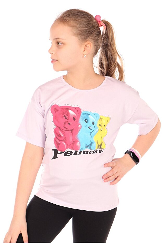 Girl's Printed Crew Neck Short Sleeve T-Shirt