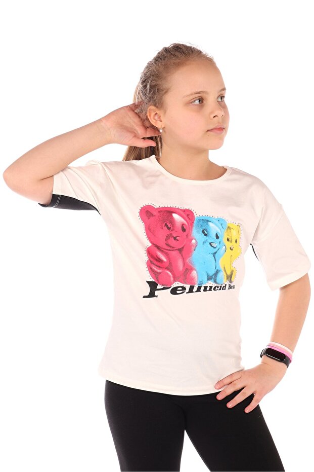 Girl's Printed Crew Neck Short Sleeve T-Shirt