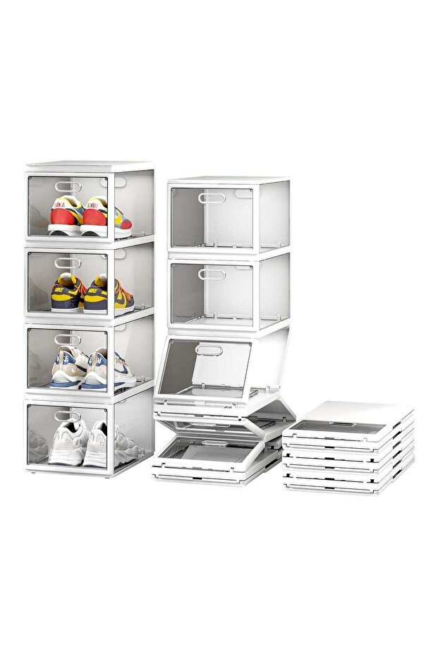 Foldable Shoe Storage: Stackable Organizer Set of 4, Stack1284 - 1