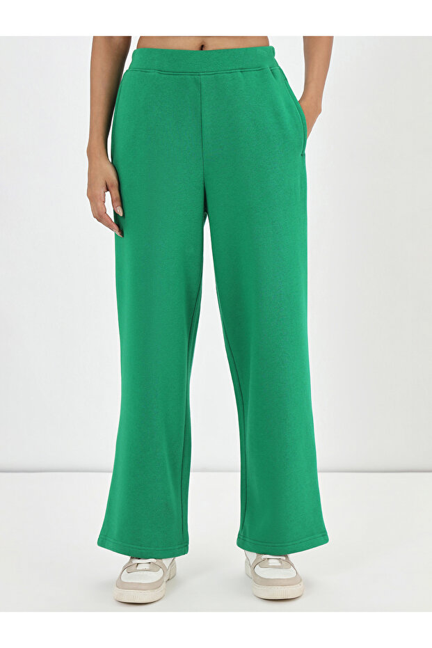 Green Straight Fit Fleece Trackpants