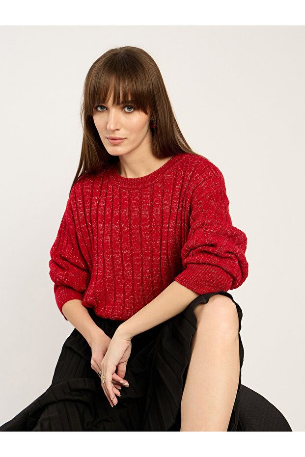 Red Lurex Knit Sweater