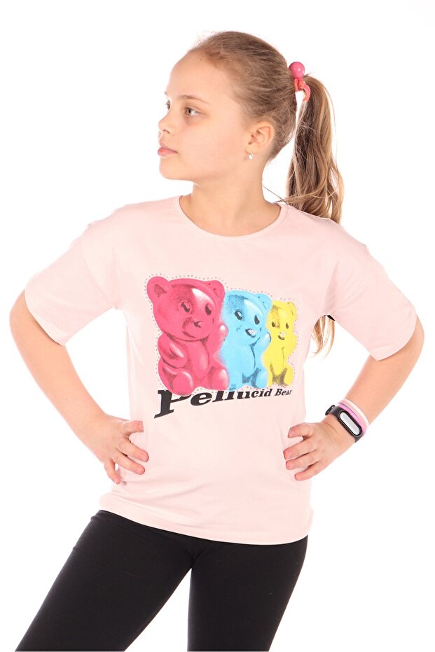 Girl's Printed Crew Neck Short Sleeve T-Shirt
