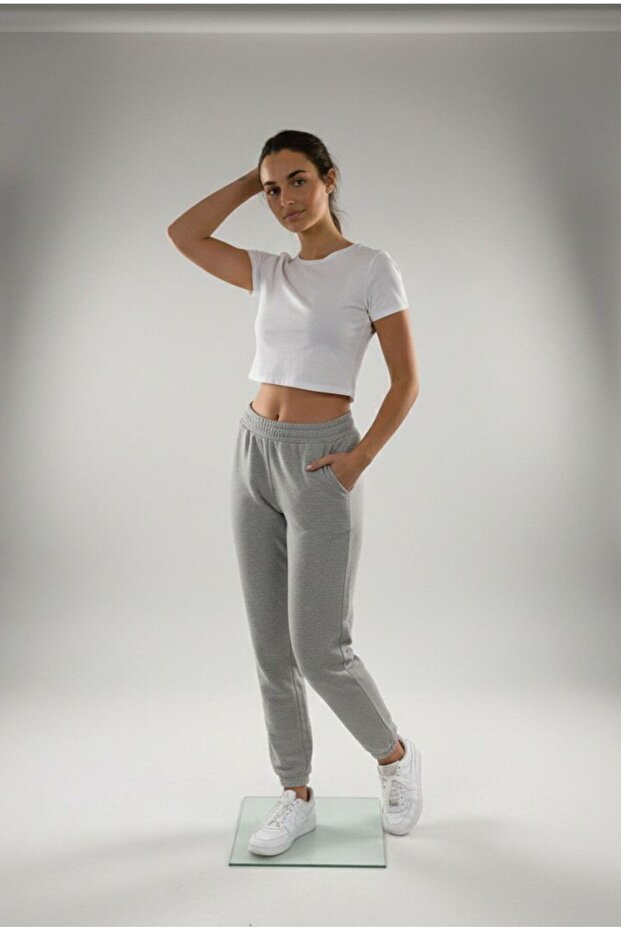 Gray Crew Neck Sweatpants