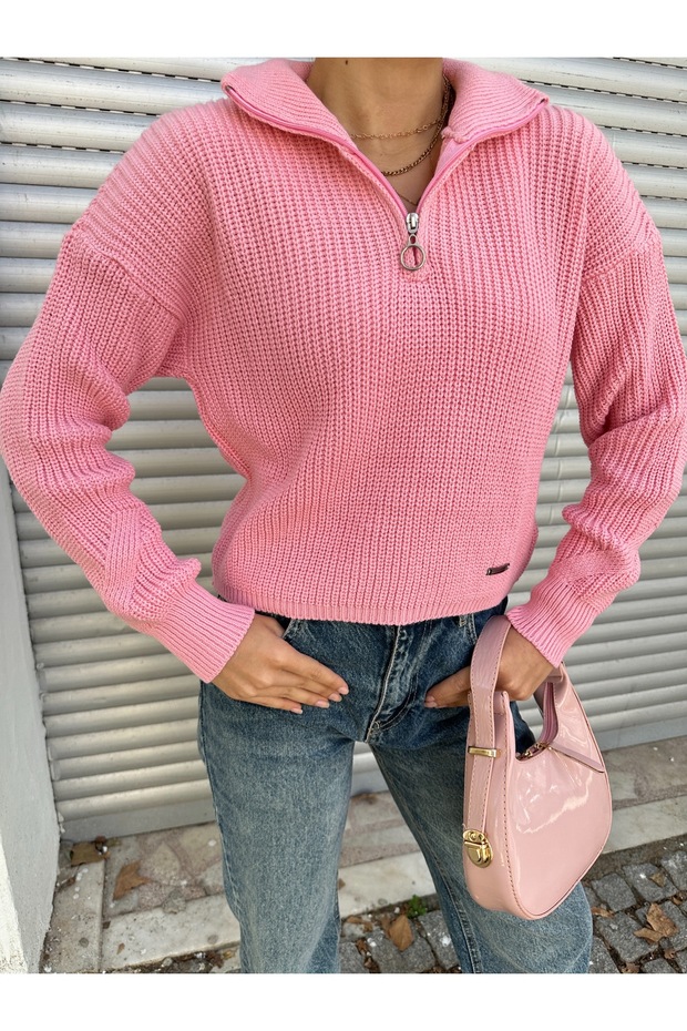 Zippered Knitwear Sweater
