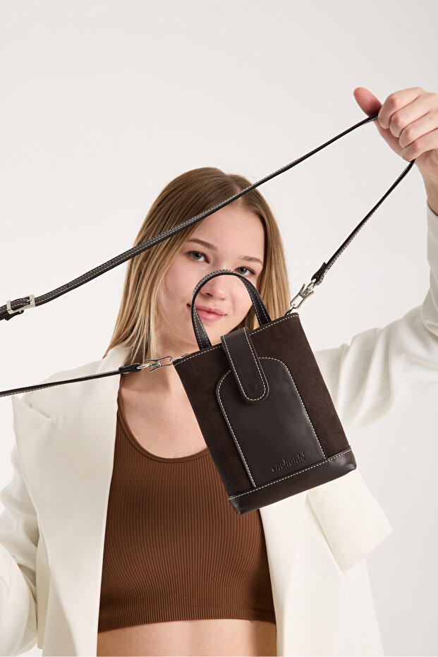 Brown Suede Women's Crossbody Bag