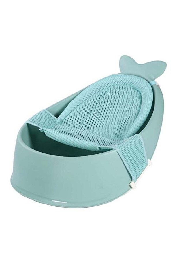 Whale Baby Bathtub With Drain Hole, Shower Basin, Green
