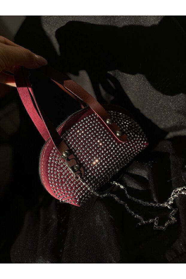 mini taşlı çanta - 1