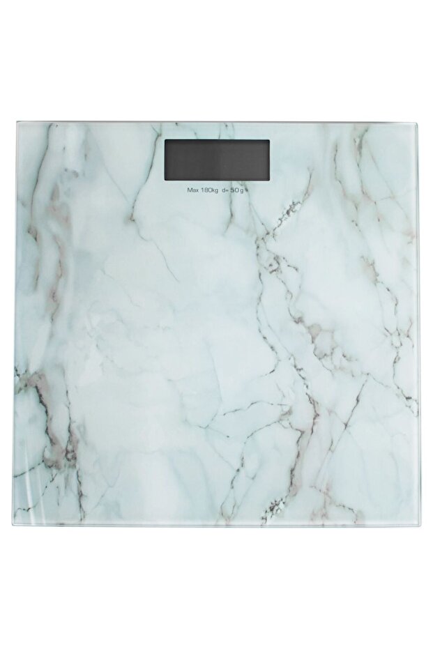 Electronic bathroom scale with marble pattern & LCD screen - 2