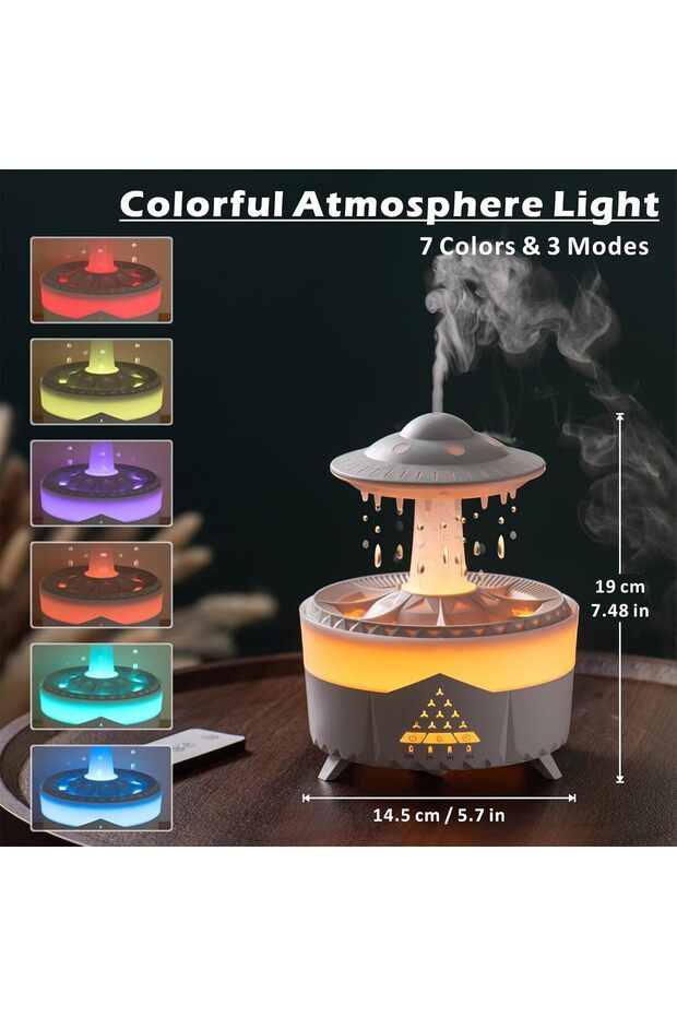 جهاز ترطيب الهواء بالعلاج العطري ريندروب، موزع روائح يتم التحكم فيه عن بعد مع ضوء ليلي LED ومؤقت - 7