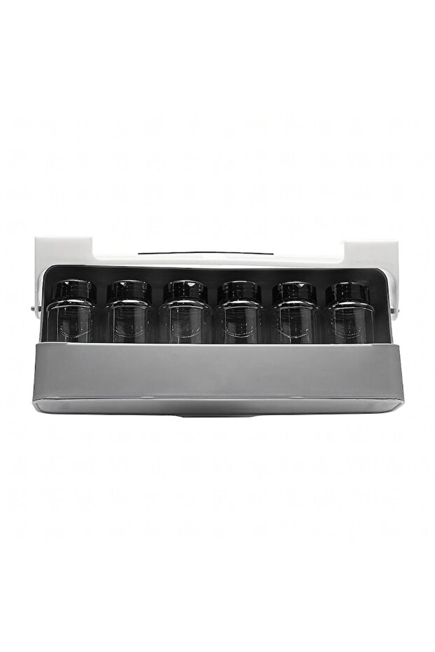 Spice Organizer with 6 Jars, Sliding Drawer, 3M Adhesive, Space-Saving, Transparent - 2
