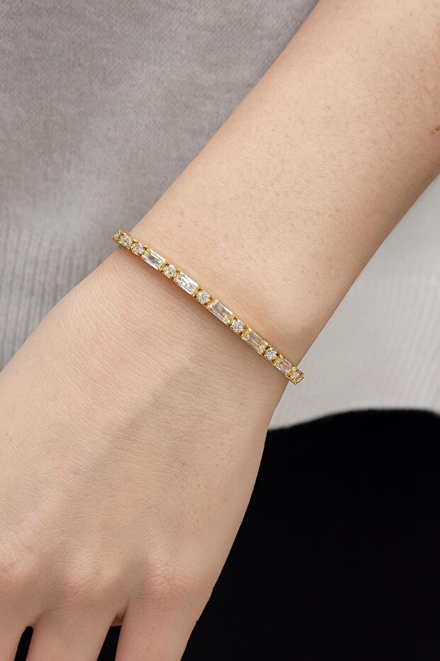 Rectangular Stone Gold Waterway Bracelet - 1