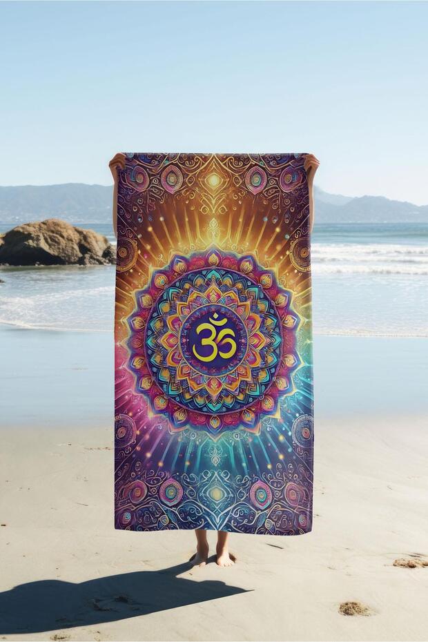 Digital Printing Beach Sea Towel Om Mandala Patterned Peshtamal Hvl0055