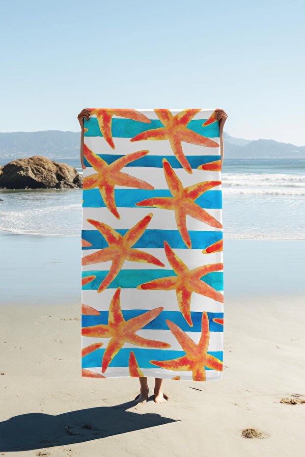 Digital Printing Beach Sea Towel Sea Star Patterned Peshtamal Hvl0217