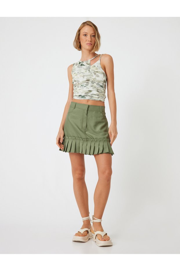 Pleated Mini Skirt Modal Fabric