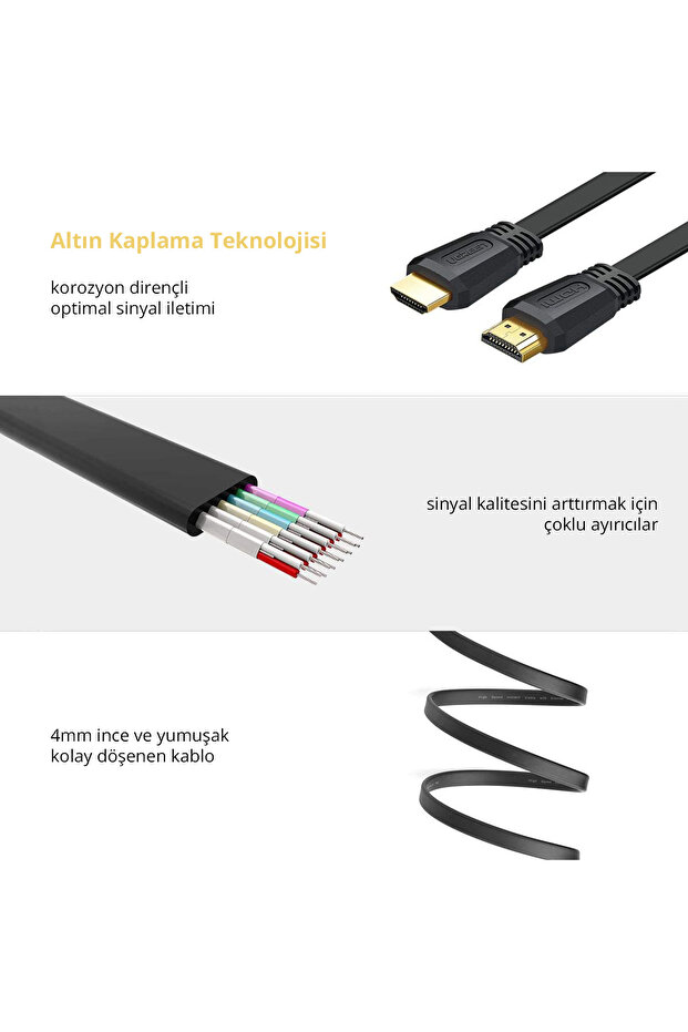 كابل HDMI 2.0 مسطح بطول 5 أمتار، أسود - 3