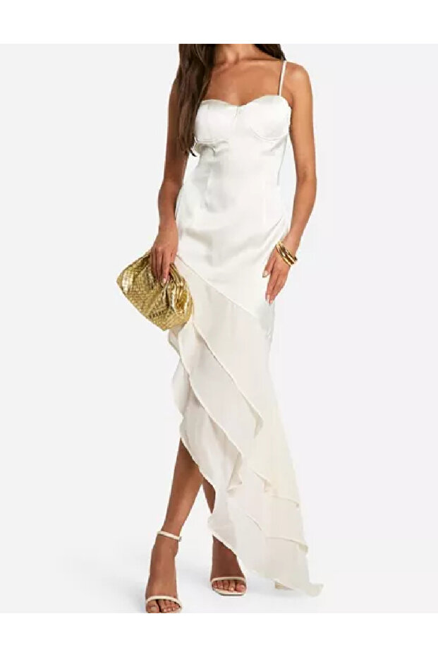 Rochie lunga, Ecru - 1