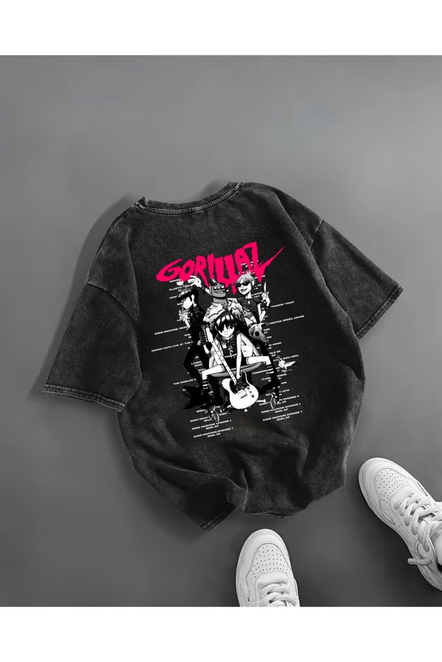 Gorillaz Printed Washed Vintage Unisex Oversized T-Shirt