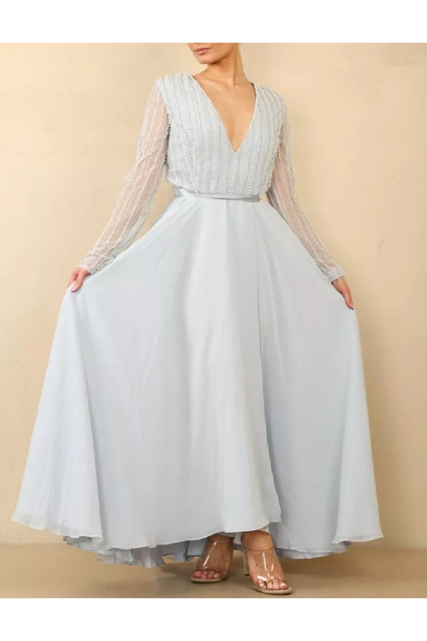 Rochie lunga, Albastru - 1