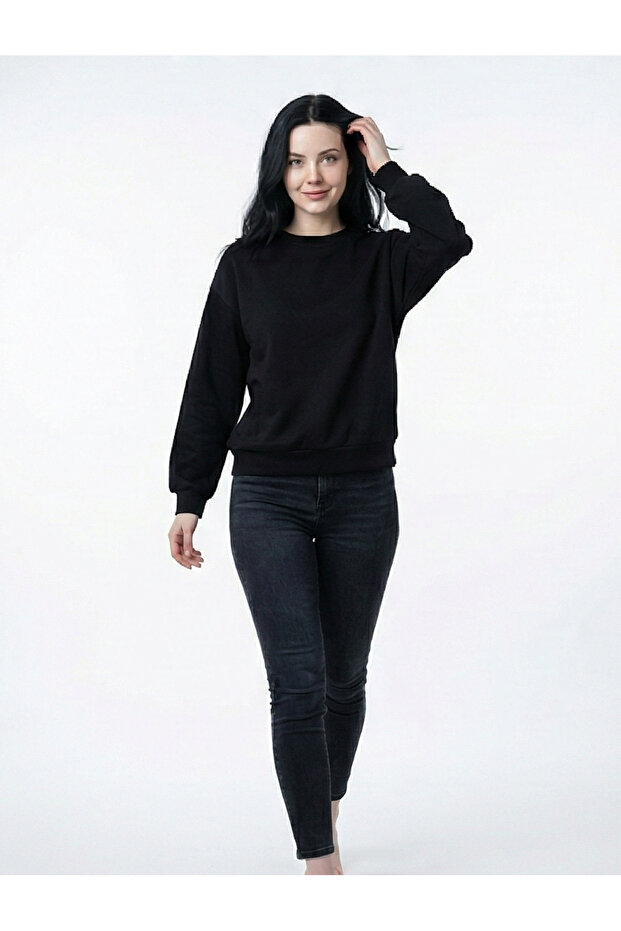 Bisiklet Yaka Basic Sweatshirt - 2