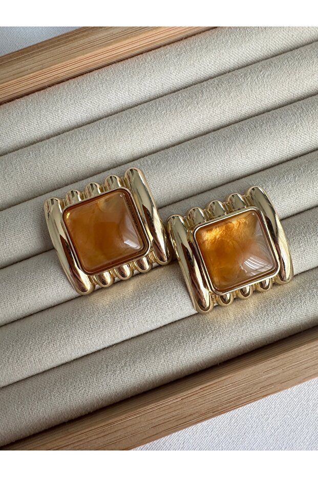 أقراط بنية مربعة - 1