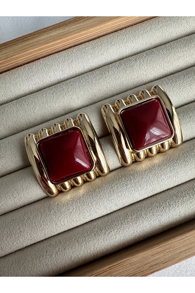 Kare Bordo Küpe - 2