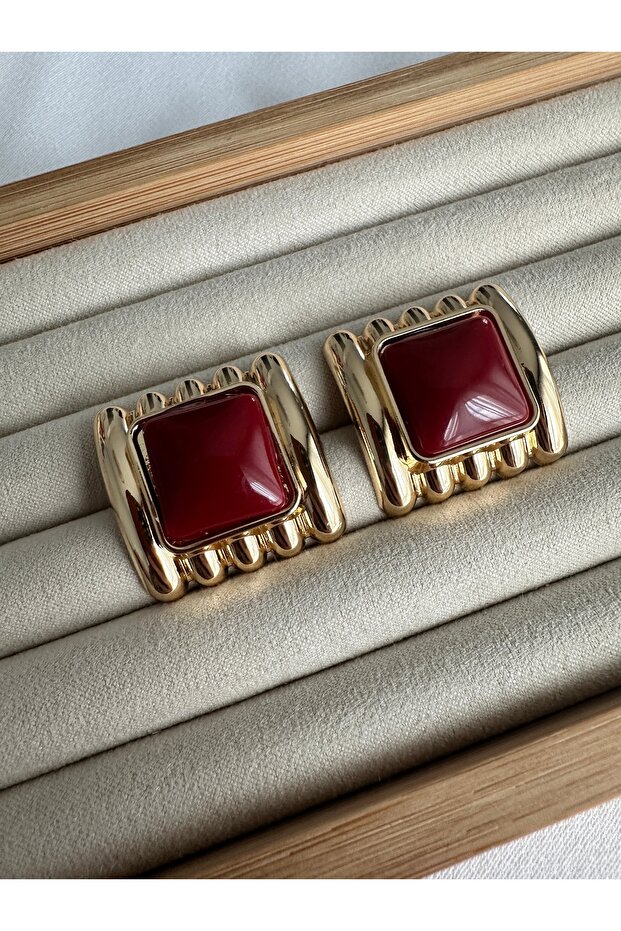 Kare Bordo Küpe - 1