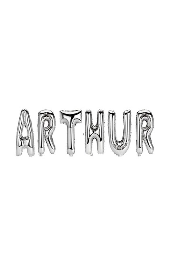 Balloon Set Name Arthur, Silver, 40 cm