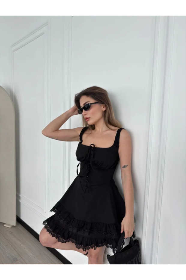 Mini Askılı Elbise - 3